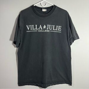 Vintage Villa Julie College Black Green White Short Sleeve T-Shirt Mens Large